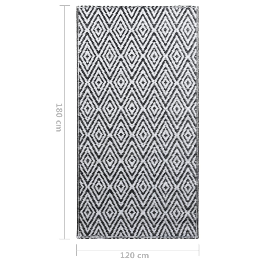 Tapis d'extérieur losange blanc et noir 120x180cm